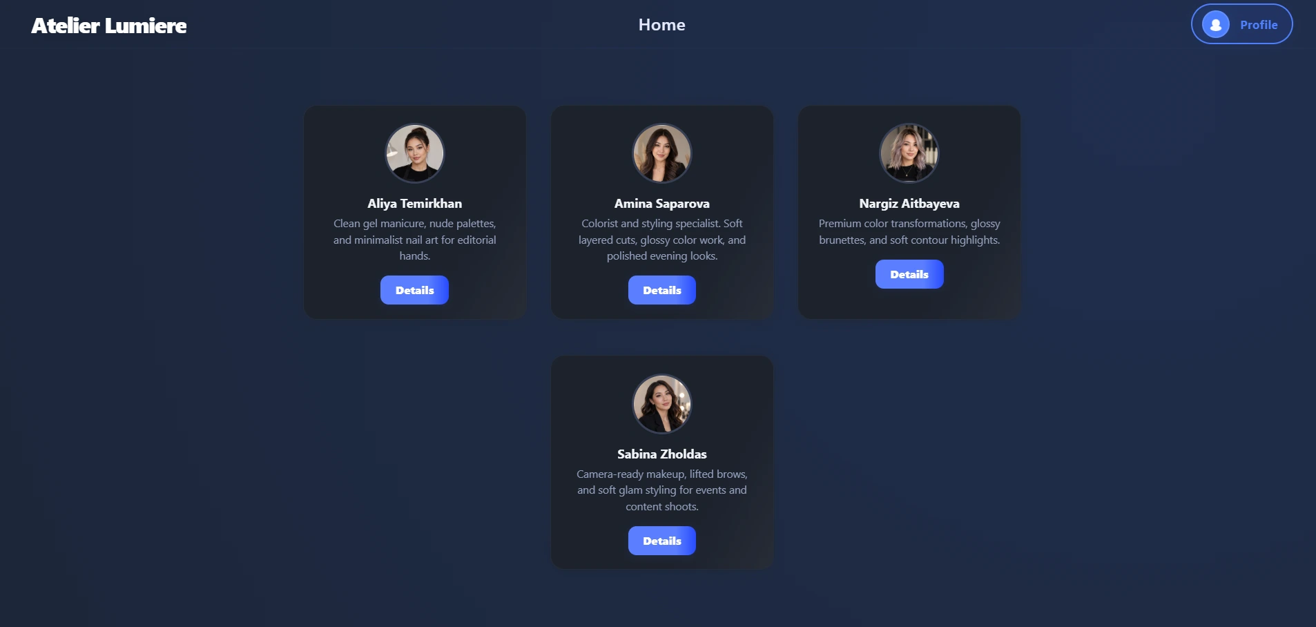 Bronvi user page with masters